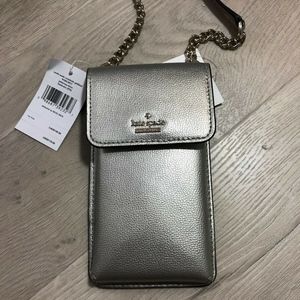 Kate Spade phone Wallet Crossbody Bag Silver